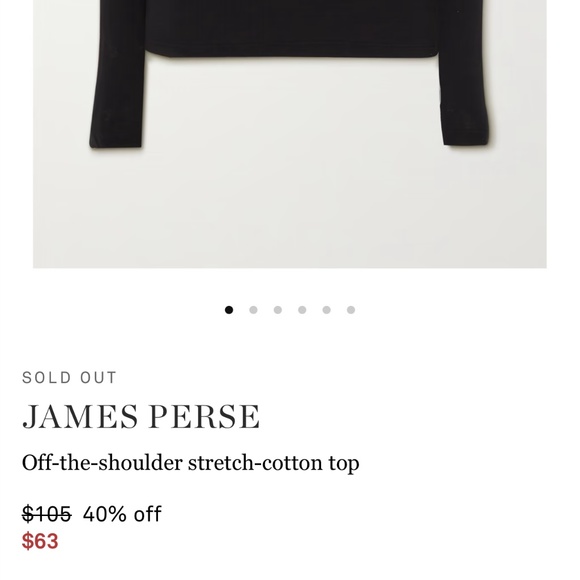 ISO James Perse Off-The-Shoulder Stretch-Cotton Top in Black - Picture 1 of 2